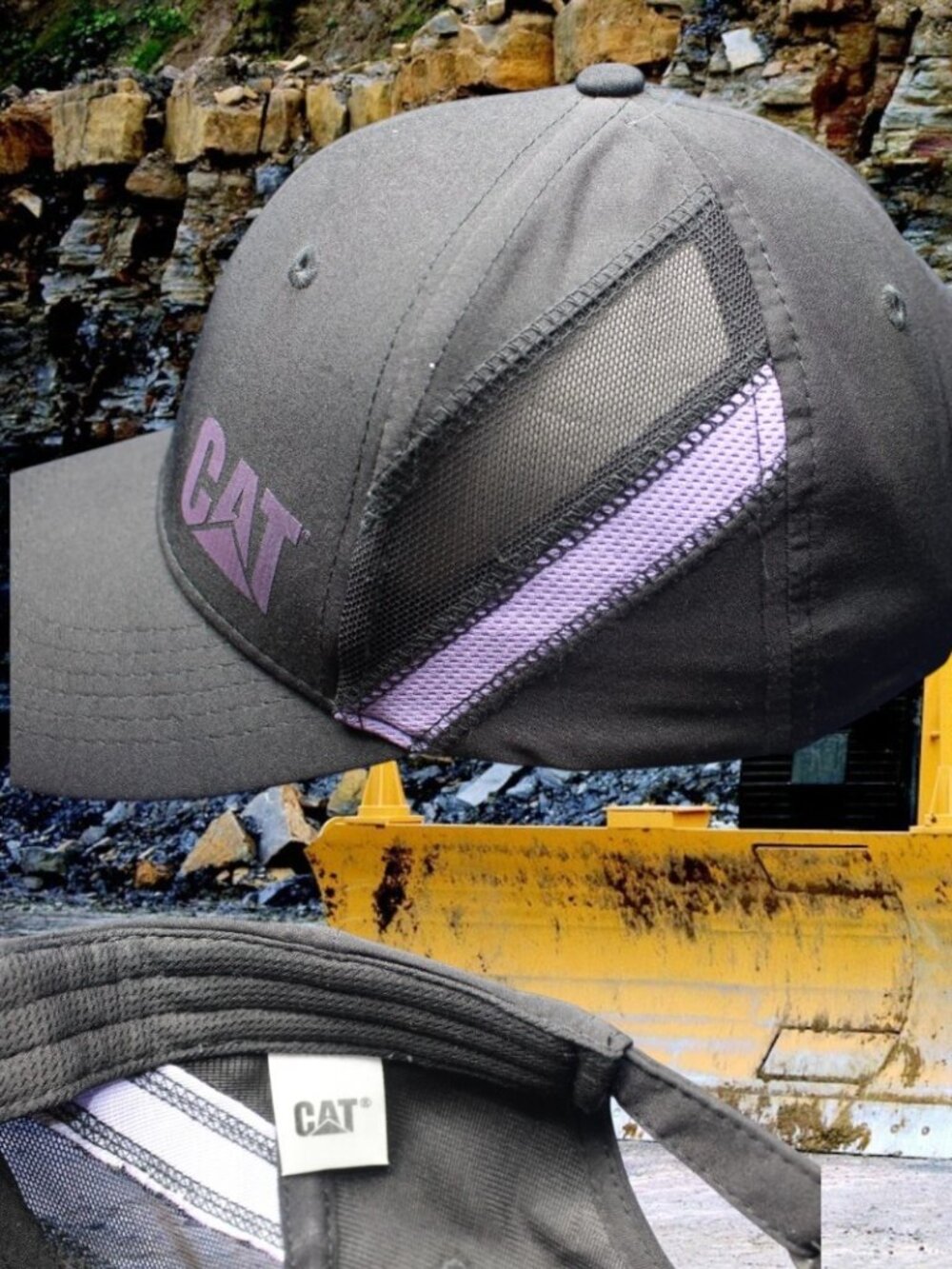 CAT Caterpillar Trucker Cap Hat Cap  Purple & Black
